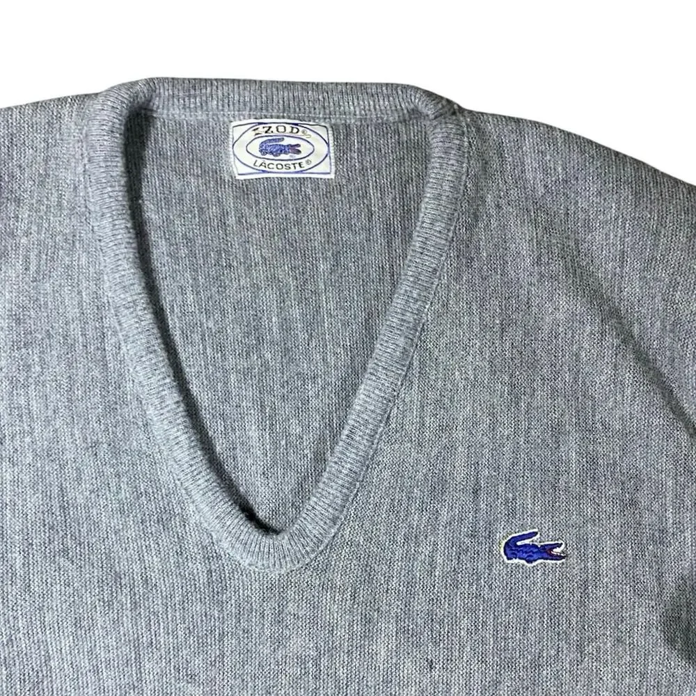 Vintage 70s Lacoste x Izod Gray Orion Sweater - L